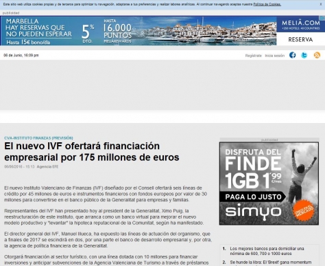 El nuevo IVF ofertar financiacin empresarial por 175 millones de euros