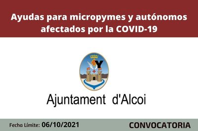 Subvenciones para micropymes, aut�nomos y profesionales de diferentes actividades empresariales de Alcoy