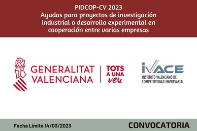 PIDCOP-CV 2023: Ayudas para proyectos de investigación industrial o desarrollo experimental en cooperación entre varias empresas