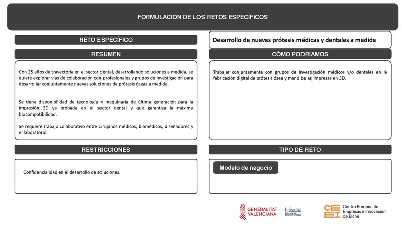 Desarrollo de nuevas pr�tesis m�dicas y dentales a medida
