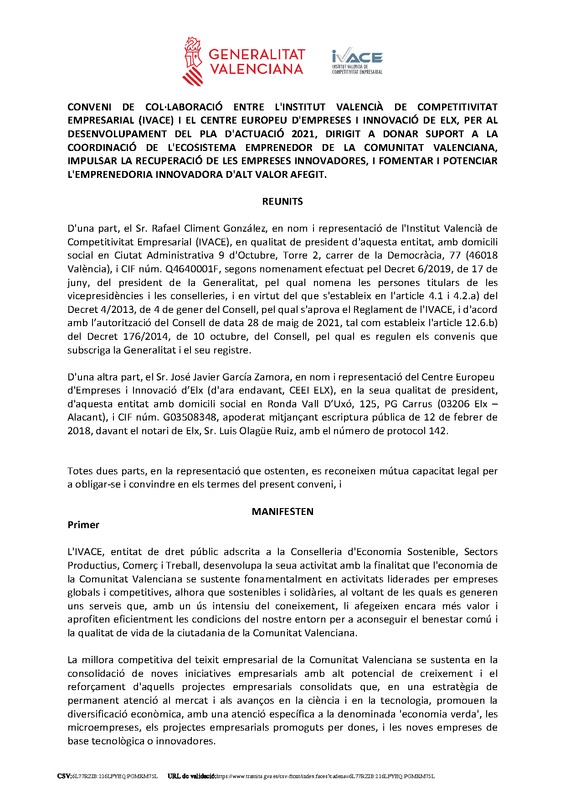 Resoluci�n subvenci�n nominativa CEEI Elche - IVACE 2025