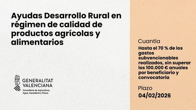 Ayudas Desarrollo Rural en régimen de calidad de productos agrícolas y alimentarios