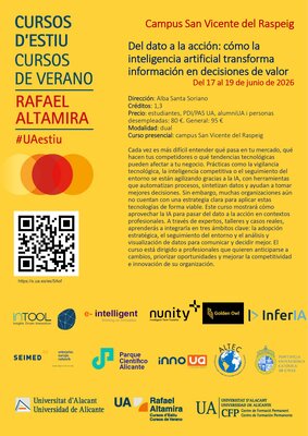 Curso de verano UA 2026: Del dato a la acci�n, c�mo la IA transforma informaci�n en decisiones de valor