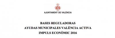 Bases Ayudas Municipales Valncia Activa Impuls Econmic 2016