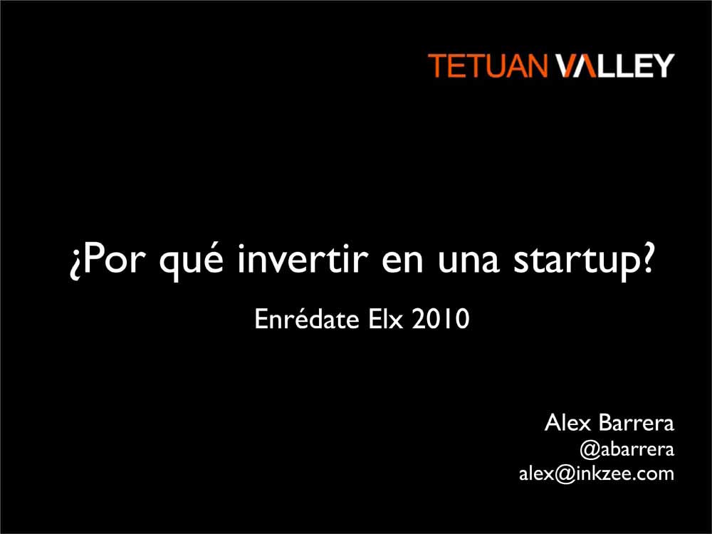 Car�tula o portada ponencia "Por qu� invertir en una Start up"