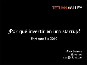 Car�tula o portada ponencia "Por qu� invertir en una Start up"