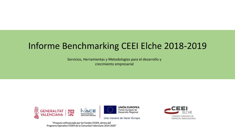 Informe Benchmarking CEEI Elche 2018-2019. Anlisis sobre metodologas y herramientas de innovacin del ecosis (Portada)