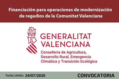 Financiación para operaciones de modernización de regadíos CV