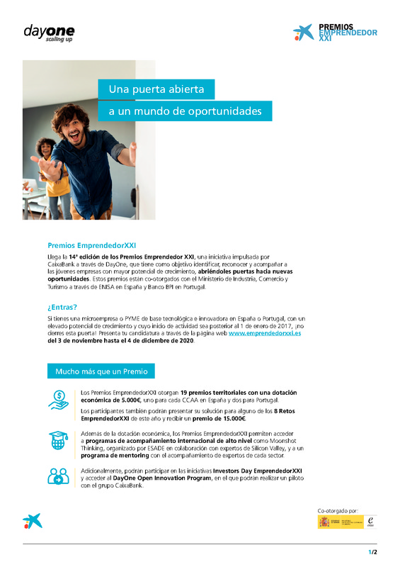 Folleto convocatoria 14� edici�n Premios Emprendedor XXI